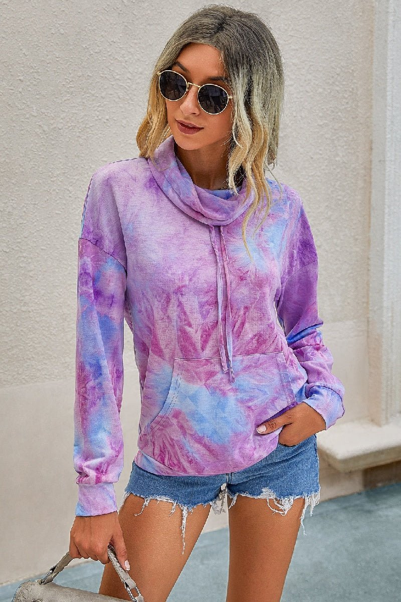 Tie Dye Loose Long Sleeve Hoodie - Clearance - MVTFASHION.COM