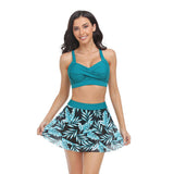 Tropical Floral Sleeveless Cross High Waisted Bikini - MVTFASHION.COM