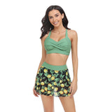 Tropical Floral Sleeveless Cross High Waisted Bikini - MVTFASHION.COM