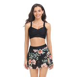 Tropical Floral Sleeveless Cross High Waisted Bikini - MVTFASHION.COM