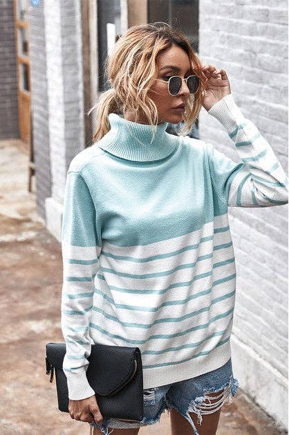 Turtle Neck Solid Long Sleeve Top - MVTFASHION.COM