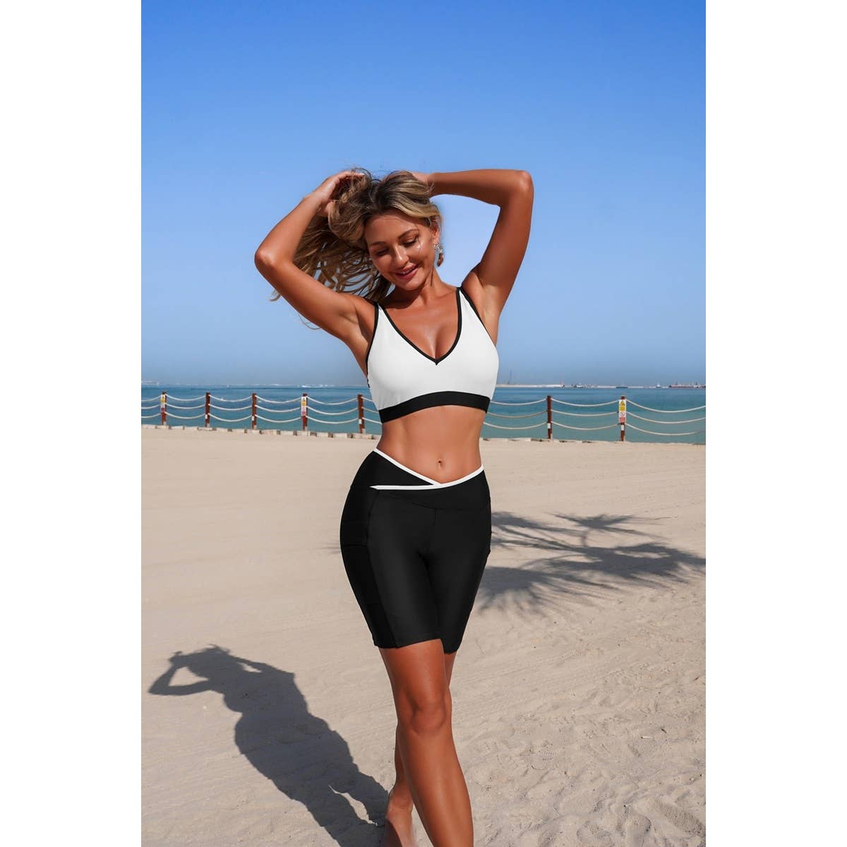 Two Piece Color Block Sports Sleeveless Yoga Sets - MVTFASHION.COM