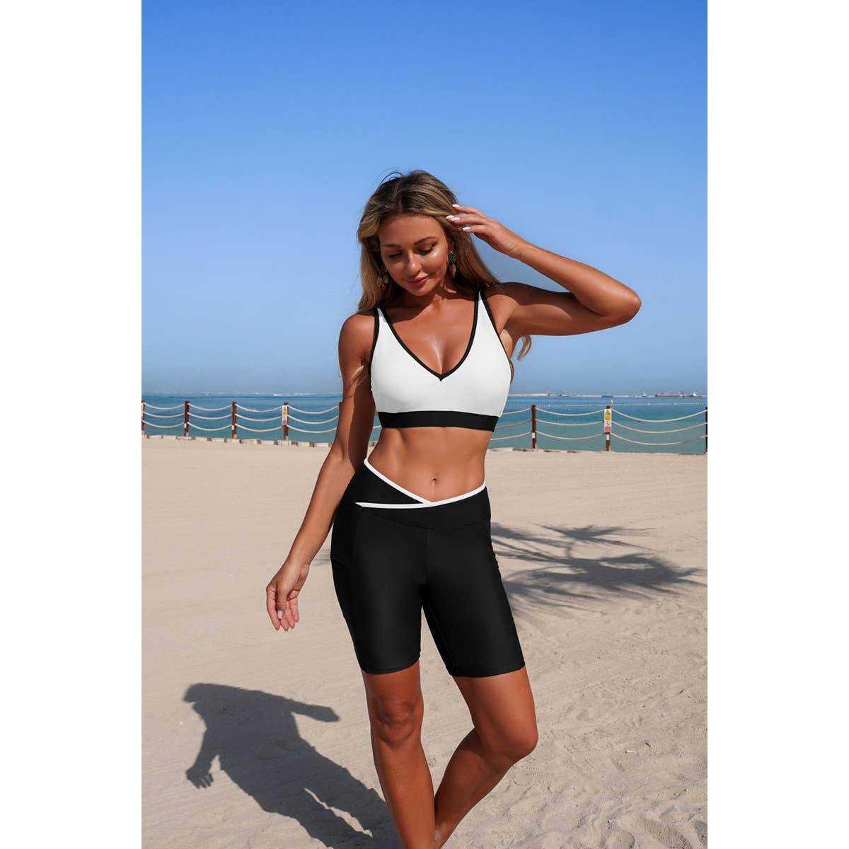 Two Piece Color Block Sports Sleeveless Yoga Sets - MVTFASHION.COM