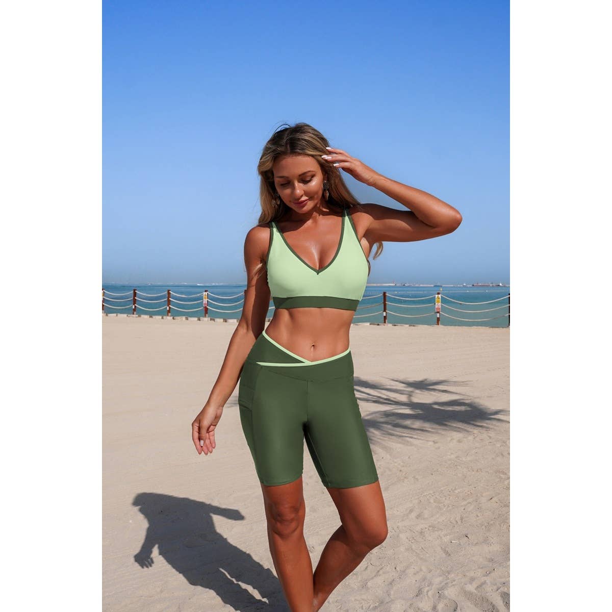 Two Piece Color Block Sports Sleeveless Yoga Sets - MVTFASHION.COM