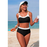 Two Piece Colorblock Sleeveless Back Knot Bikini - MVTFASHION.COM