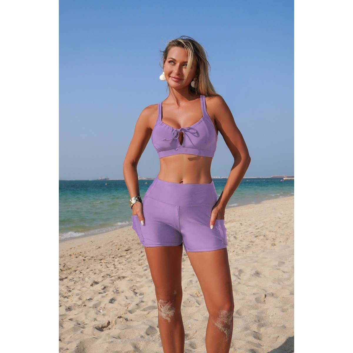 Two Piece Crisscross Tummy Control Side Tie Bikini - MVTFASHION.COM