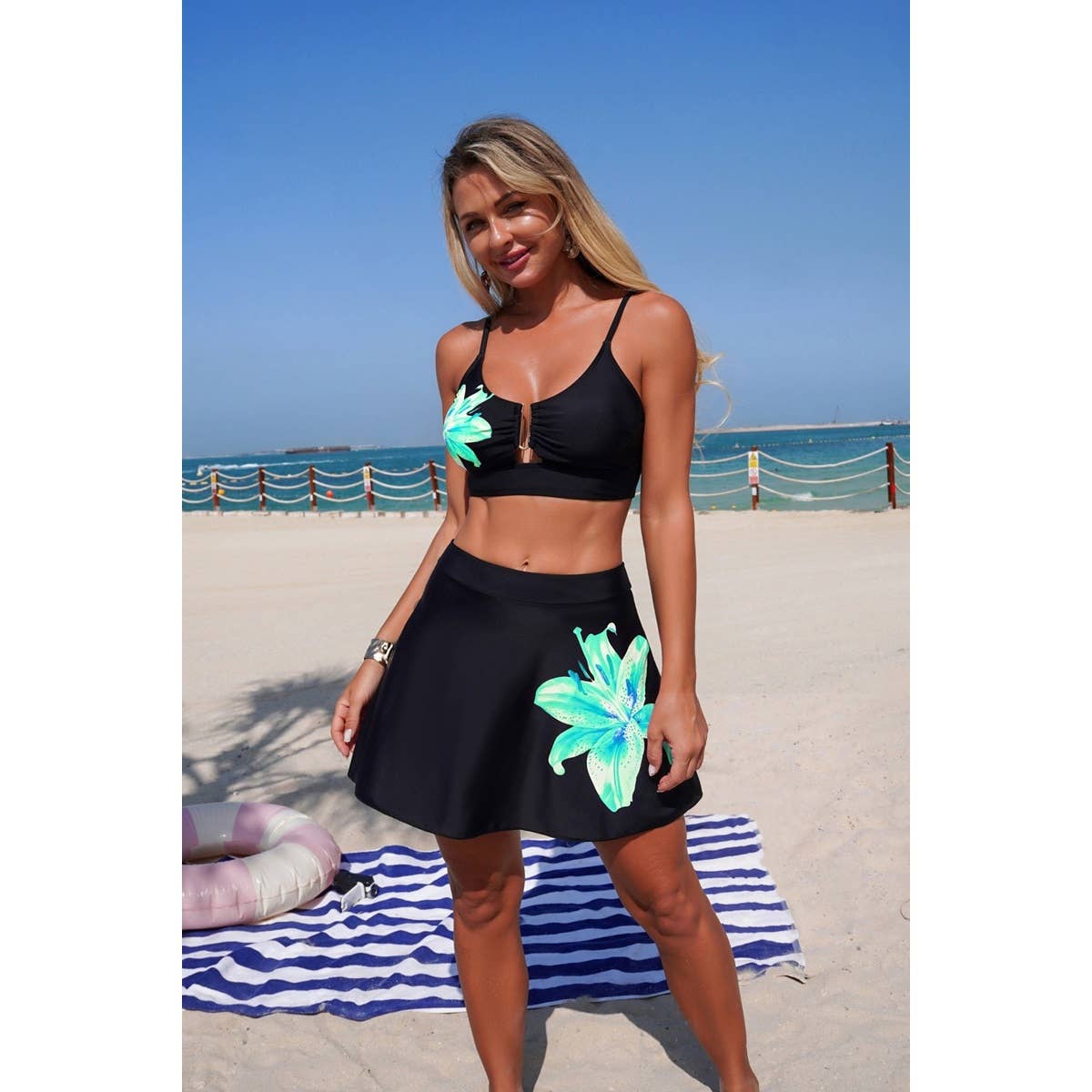 Two Piece Floral U Neck Spaghetti Strap Bikini - MVTFASHION.COM