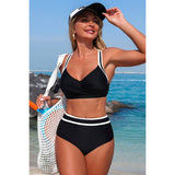 Two Piece High Waisted Cross Contrasting Bikini - MVTFASHION.COM