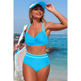 Two Piece High Waisted Cross Contrasting Bikini - MVTFASHION.COM