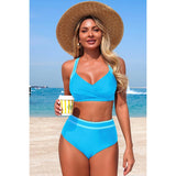 Two Piece High Waisted Cross Contrasting Bikini - MVTFASHION.COM