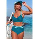 Two Piece High Waisted Cross Contrasting Bikini - MVTFASHION.COM