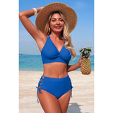 Two Piece High Waisted V Neck Cross Side Biniki - MVTFASHION.COM