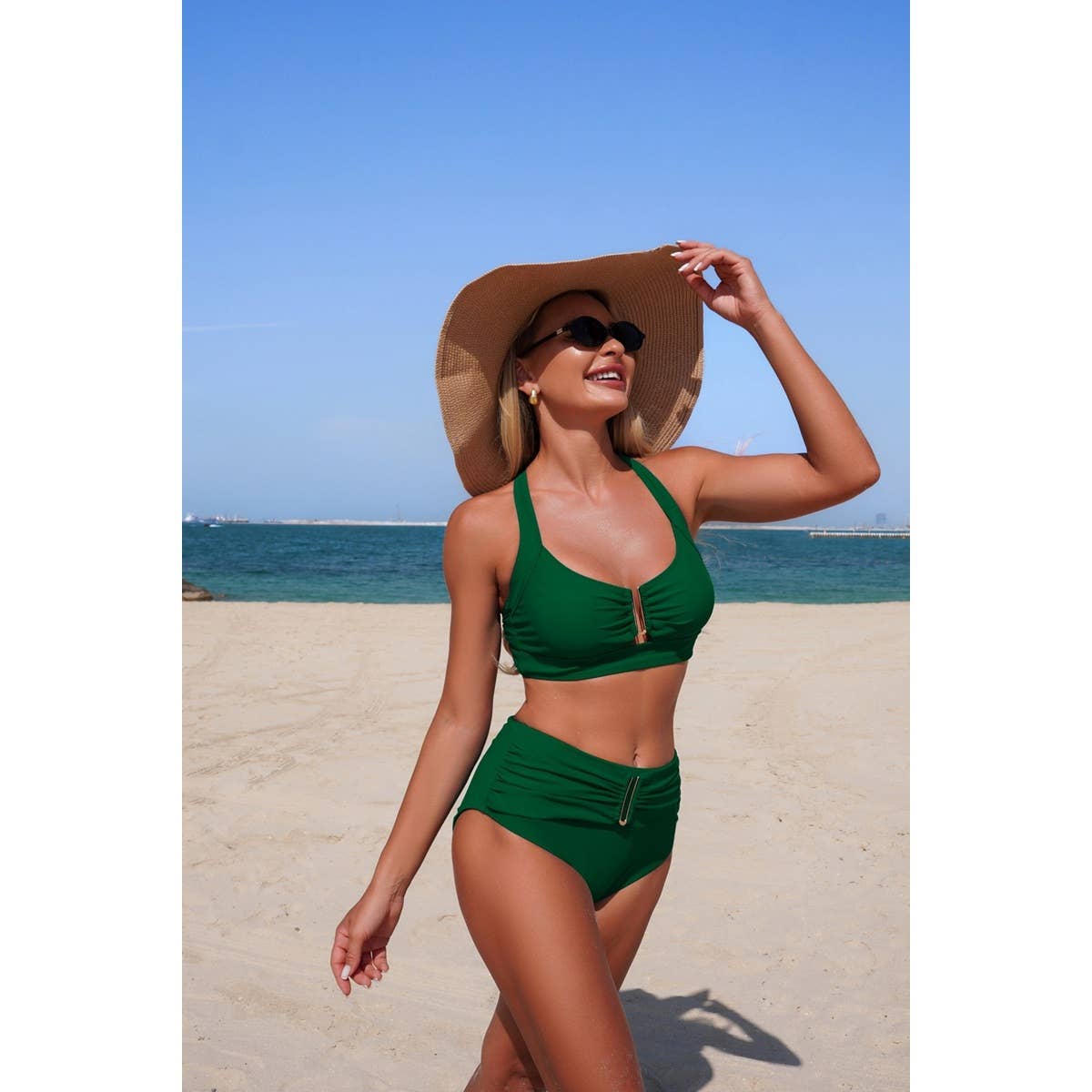 Two Piece Push Up Cut Out Ruched High Rise Bikini - MVTFASHION.COM