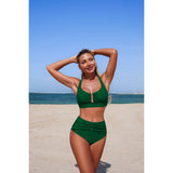 Two Piece Push Up Cut Out Ruched High Rise Bikini - MVTFASHION.COM