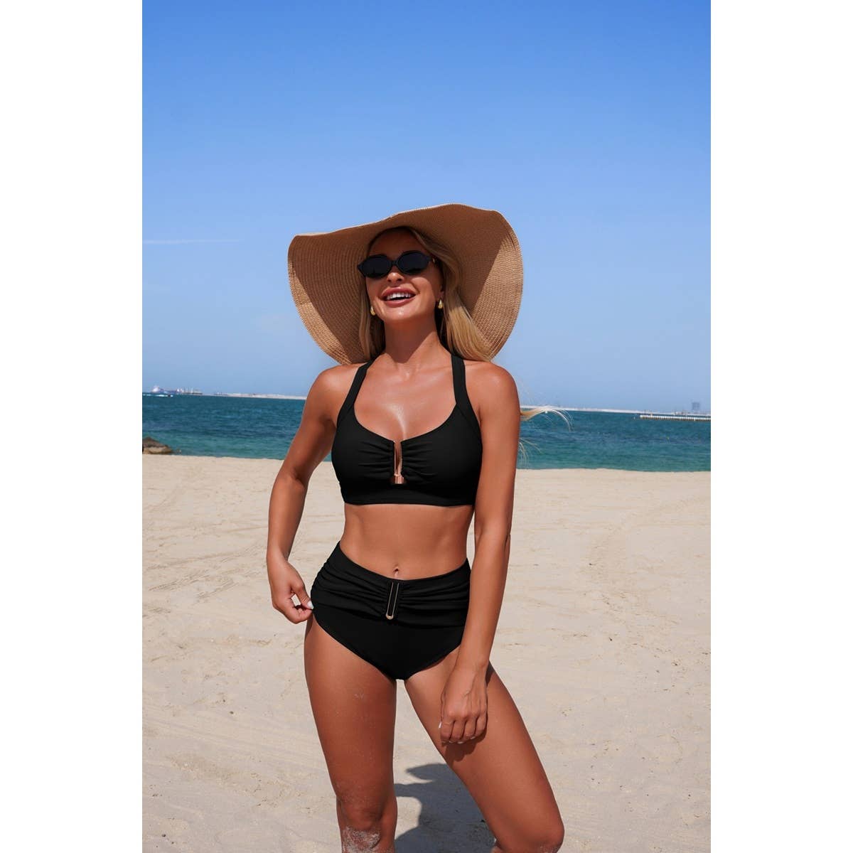 Two Piece Push Up Cut Out Ruched High Rise Bikini - MVTFASHION.COM