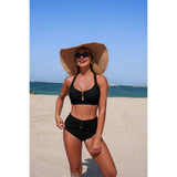 Two Piece Push Up Cut Out Ruched High Rise Bikini - MVTFASHION.COM