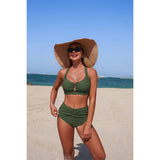 Two Piece Push Up Cut Out Ruched High Rise Bikini - MVTFASHION.COM