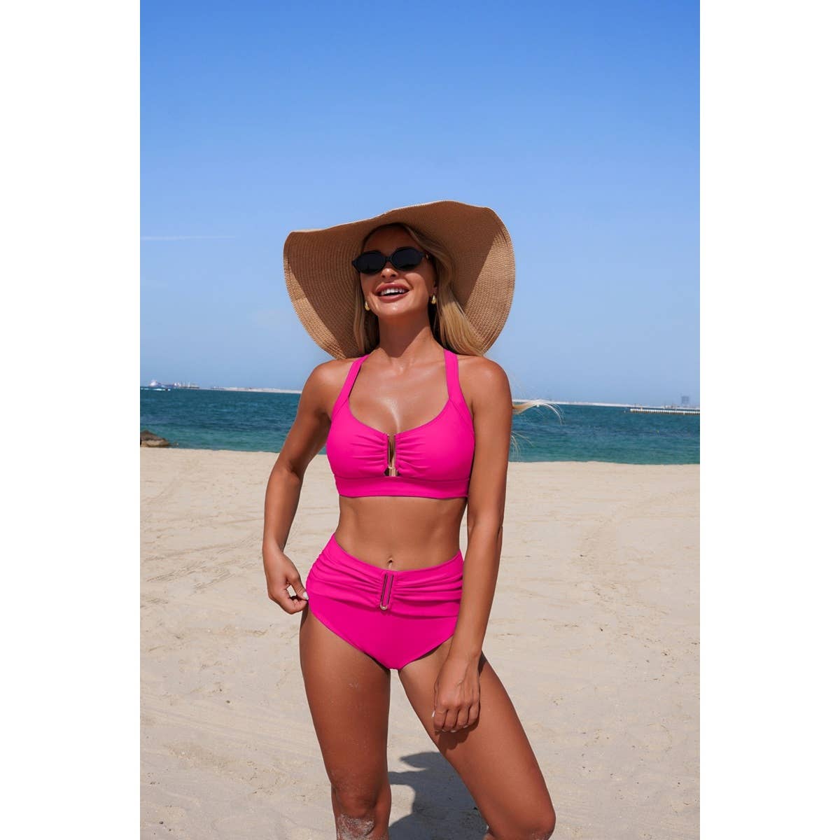 Two Piece Push Up Cut Out Ruched High Rise Bikini - MVTFASHION.COM