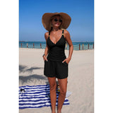 Two Piece Solid Ruched V Neck Pockets Bikini - MVTFASHION.COM