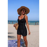 Two piece Solid Sling Pleated Pocket Stretch Swimsuit - MVTFASHION.COM