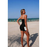 Two Piece Square Neck Pocket Stretch Swimsuit - MVTFASHION.COM