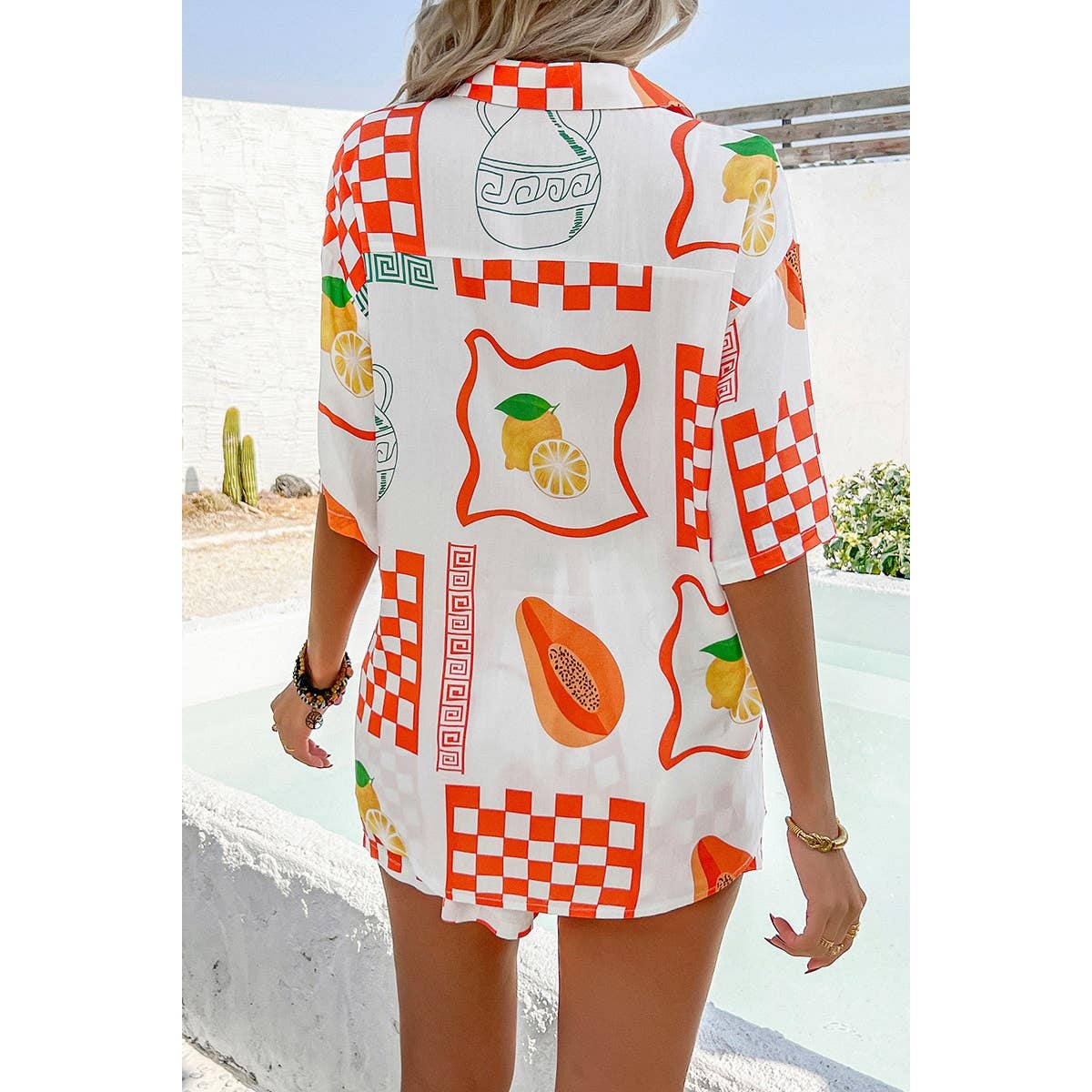 Two Pieces All Over Print Button Down Short Sets - MVTFASHION.COM