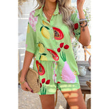 Two Pieces All Over Print Button Down Short Sets - MVTFASHION.COM