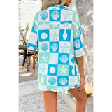 Two Pieces All Over Print Button Down Short Sets - MVTFASHION.COM