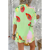 Two Pieces All Over Print Button Down Short Sets - MVTFASHION.COM