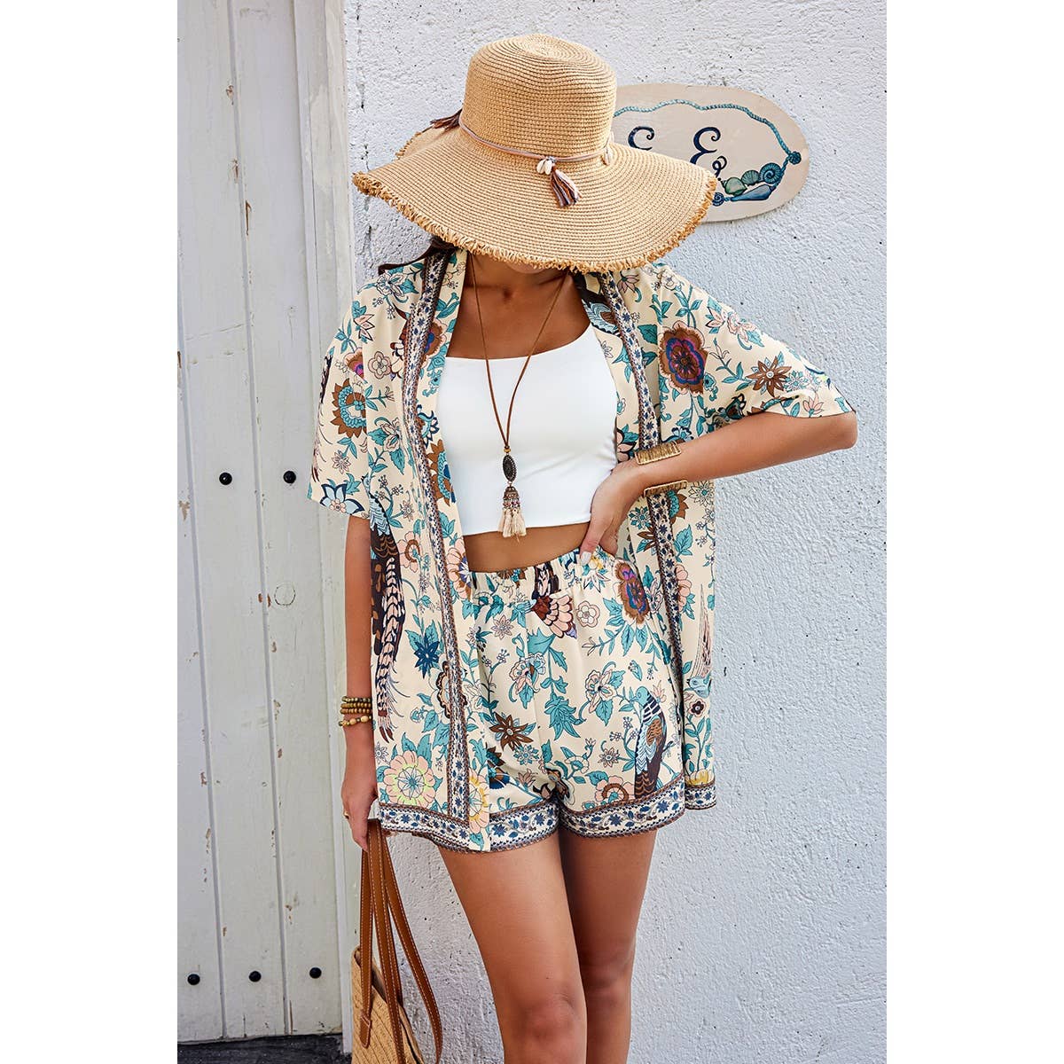 Two Pieces Allover Print Shirt And Short Sets - MVTFASHION.COM