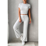 Two Pieces Drawstring Round Neck Skinny Fit Sets - MVTFASHION.COM