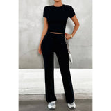 Two Pieces Drawstring Round Neck Skinny Fit Sets - MVTFASHION.COM