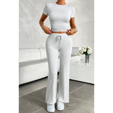 Two Pieces Drawstring Round Neck Skinny Fit Sets - MVTFASHION.COM