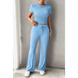 Two Pieces Drawstring Round Neck Skinny Fit Sets - MVTFASHION.COM