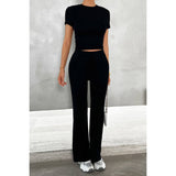 Two Pieces Drawstring Round Neck Skinny Fit Sets - MVTFASHION.COM