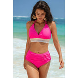 Two Pieces Elastic Band Halter Ruched Bikini - MVTFASHION.COM