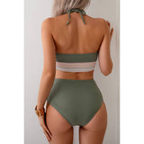 Two Pieces Elastic Band Halter Ruched Bikini - MVTFASHION.COM