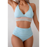 Two Pieces Elastic Band Halter Ruched Bikini - MVTFASHION.COM