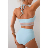 Two Pieces Elastic Band Halter Ruched Bikini - MVTFASHION.COM