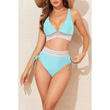 Two Pieces Elastic Wide Waist Band Knot TrimBikini - MVTFASHION.COM