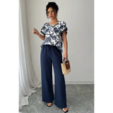 Two Pieces Floral Print Ruffle Hem Sleeve Sets - MVTFASHION.COM