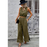 Two Pieces Side Open Pockets Sleeveless Sets - MVTFASHION.COM