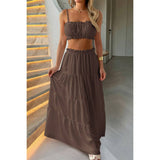 Two Pieces Sleeveless Tank Top And Maxi Skirt Set - MVTFASHION.COM