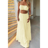 Two Pieces Sleeveless Tank Top And Maxi Skirt Set - MVTFASHION.COM