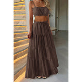 Two Pieces Sleeveless Tank Top And Maxi Skirt Set - MVTFASHION.COM