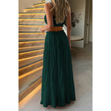 Two Pieces Sleeveless Tank Top And Maxi Skirt Set - MVTFASHION.COM