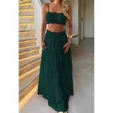 Two Pieces Sleeveless Tank Top And Maxi Skirt Set - MVTFASHION.COM