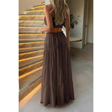 Two Pieces Sleeveless Tank Top And Maxi Skirt Set - MVTFASHION.COM