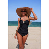 Two Pieces Solid Drawstring Padded Tankini Sets - MVTFASHION.COM