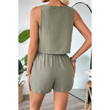 Two Pieces Solid Square Neck Elastic Waist Sets - MVTFASHION.COM